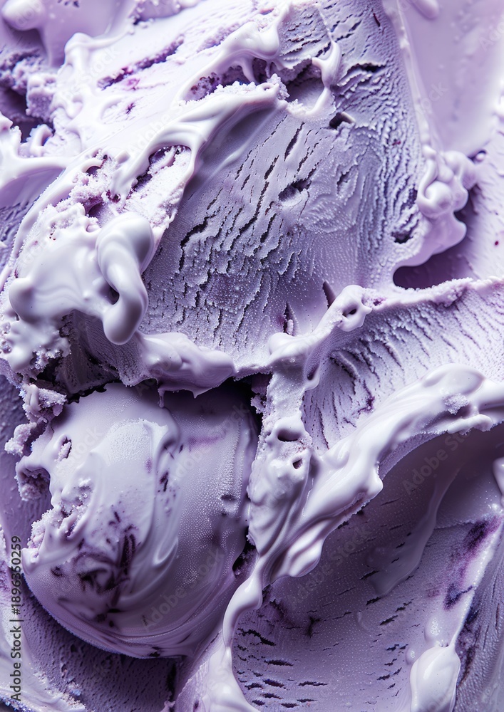 Obraz premium Abstract Close-Up of Purple Blueberry Ice Cream Texture with Creamy Swirls