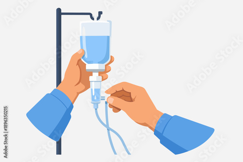 Medical professional adjusting iv drip for intravenous therapy and patient care