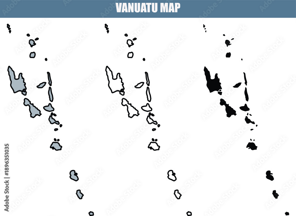 Obraz premium Vanuatu map illustration with various shaded island groups, travel and geography concept
