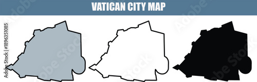 Vatican City map illustration with grey, white, and black silhouettes on a clean white background, ideal for travel and geography projects.