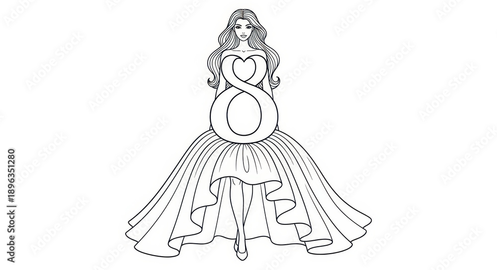 Fototapeta premium Woman Holding Number 8 Symbol