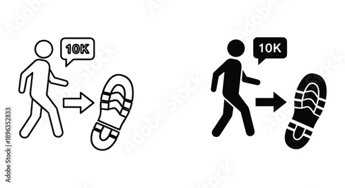 Business professional and runner transitioning from 10k steps to marathon fitness goal concept flat design illustration