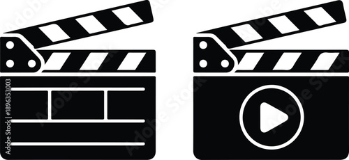 Clapperboard & Film Slate Icon Set Video Production Tools