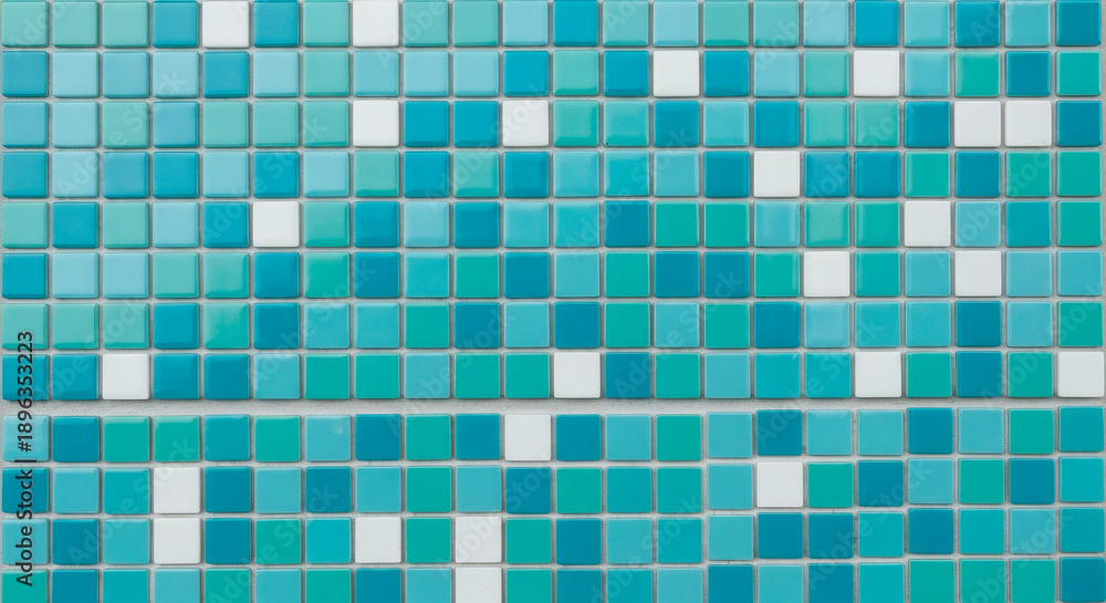 Fototapeta premium Vibrant blue and turquoise mosaic tile pattern background
