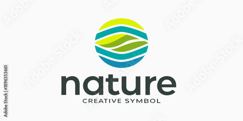 Stylized nature logo with flowing lines and the word nature below