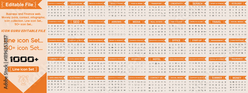 Simple set of vector thin line icons. Contains such Icons as Business, Marketing, Shopping, Banking, E-commerce, SEO, Technology, Medical, Education, Web Development, and more. Linear pictogram pack.