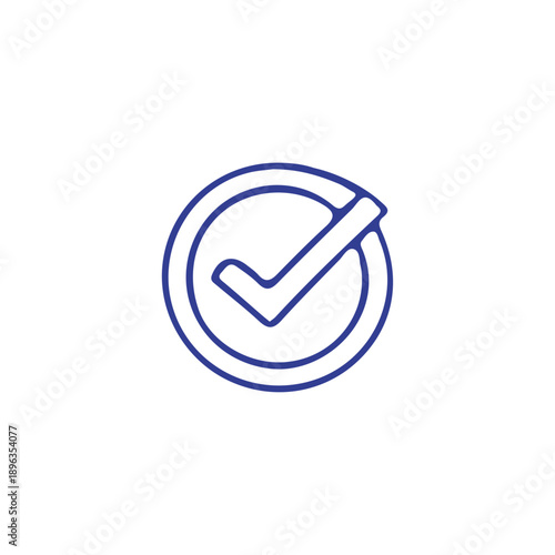 Simple blue checkmark icon in circle for approval and approval