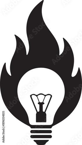 Flame Light Bulb Icon Creative Fire Idea and Innovation Vector Logo