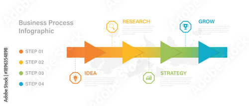 Infographic design business template with marketing icons and 4 options or steps. Can be used for process diagram, presentations, banner, workflow layout. 