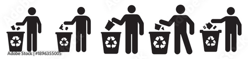 Trash Sorting and Recycling Flat Icon Vector eps 10