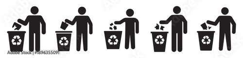 Trash Sorting and Recycling Flat Icon Vector eps 10