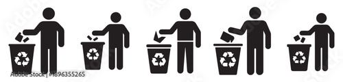 Trash Sorting and Recycling Flat Icon Vector eps 10