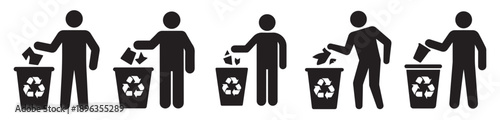 Garbage Disposal and Recycling Icon Set Vector eps 10