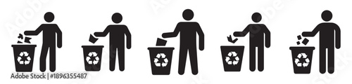 Garbage Disposal and Recycling Icon Set Vector eps 10