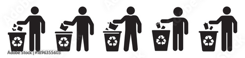 Garbage Disposal and Recycling Icon Set Vector eps 10