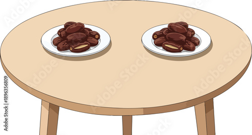 Two Plates of Chocolate Cake on Table.