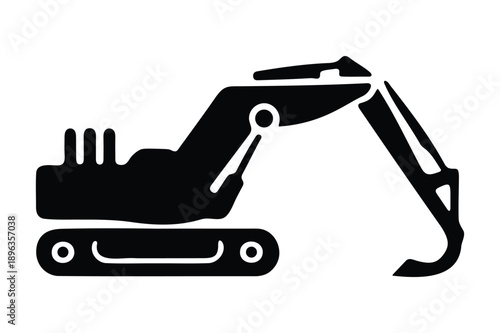 Crawler Excavator Icon of Heavy Duty Mining Machinery and Earth Moving Equipment