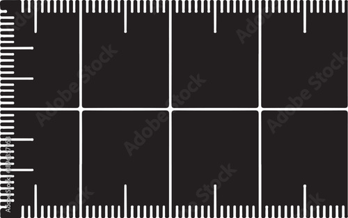 Black grid with white lines and rulers on all sides