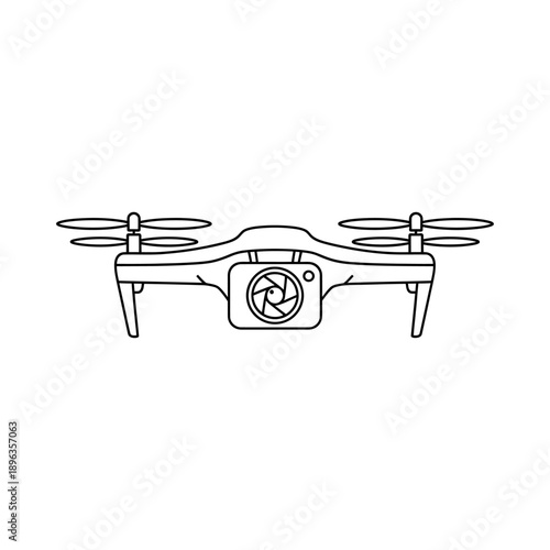 Drone with camera flying in air quadcopter with propeller technology device for aerial photography