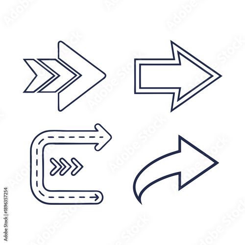 Set of modern arrow icons for navigation and direction