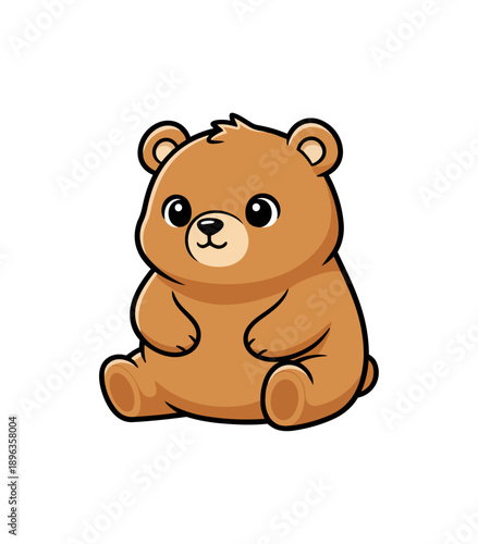 Cartoon bear sitting isolated on black background
