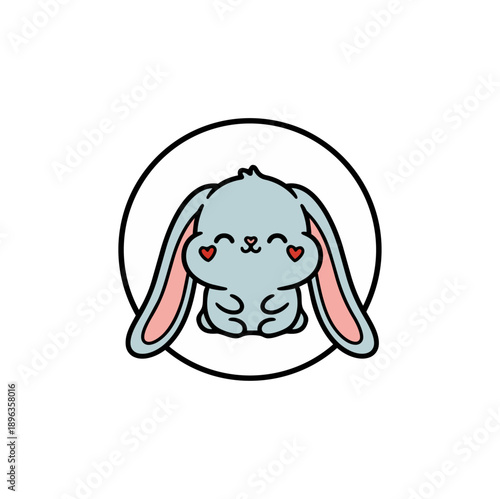 Cartoon bunny with heart accents on black background