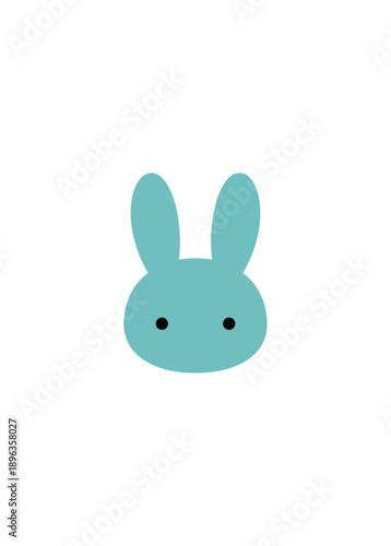 Cartoon bunny head icon on black background for design