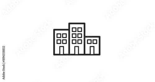 Simple line drawing of a building with multiple sections.