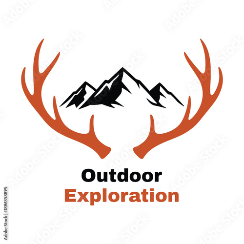 Antlers and Mountains with Outdoor Exploration Text deer antlers mountain range mountain peaks
