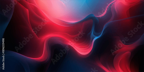 Abstract red and purple background design with flowing wavy lines and a smooth silk texture creates a soft motion pattern for a vibrant wallpaper backdrop