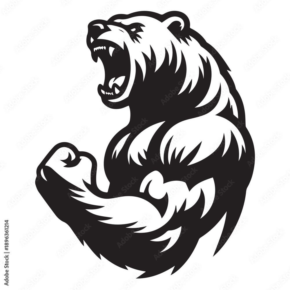 Naklejka premium Bear silhouette vector isolated on white background