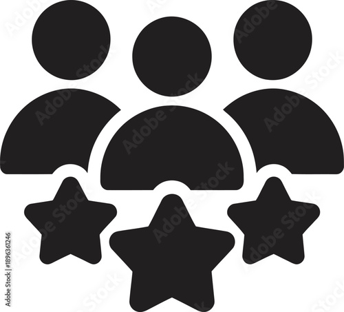 black silhouette of people and stars icons