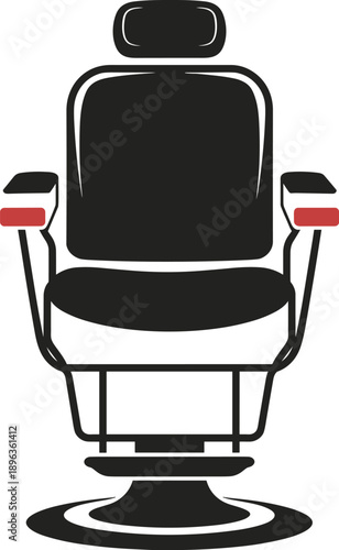 Barber chair vector illustration featuring classic salon furniture design, professional haircut seat icon for barbershop, beauty and grooming interior concepts isolated