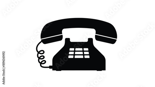 a black silhouette of a classic telephone device simple and recognizable design