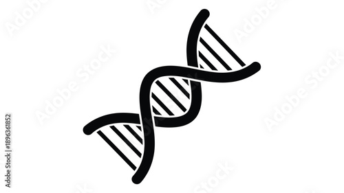 a striking black dna double helix graphic design in a clean silhouette