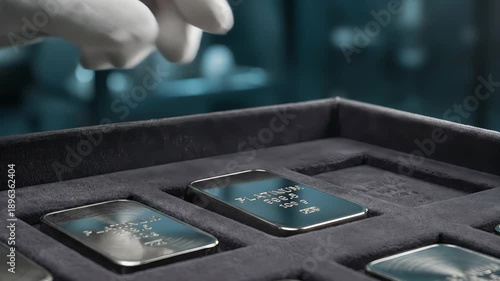 Wallpaper Mural Close up of a person's hand wearing a white glove carefully placing a pure platinum bar into a secure case, a concept of wealth, investment, and precious metal trading Torontodigital.ca