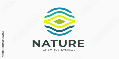 Abstract nature logo with overlapping wave and diamond shapes plus text