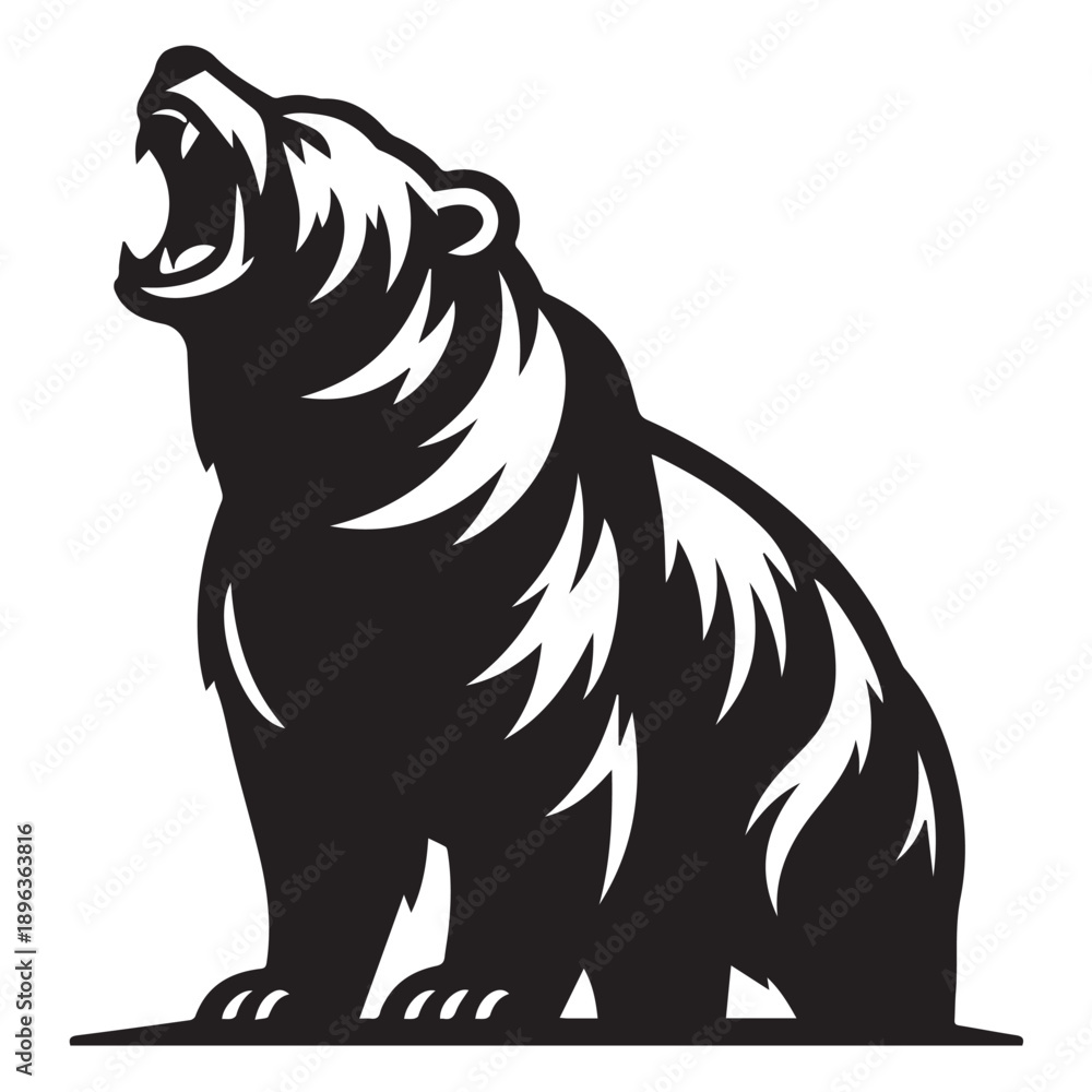 Obraz premium Bear silhouette vector isolated on white background