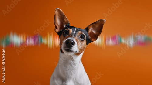 close up of a dog Hearing the sounds of dogs. .sound wave