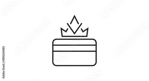 Simple line drawing of a wallet with a crown on top symbolizing wealth and luxury.
