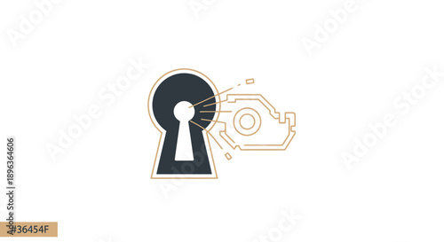 Keyhole with robotic eye scanning technology concept illustration.