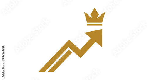 Golden Crowned Arrow Pointing Upwards Signifying Success and Achievement.