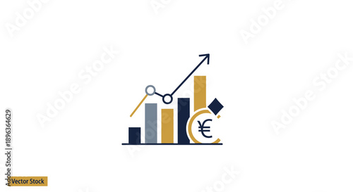 Euro currency graph showing upward trend and financial growth.