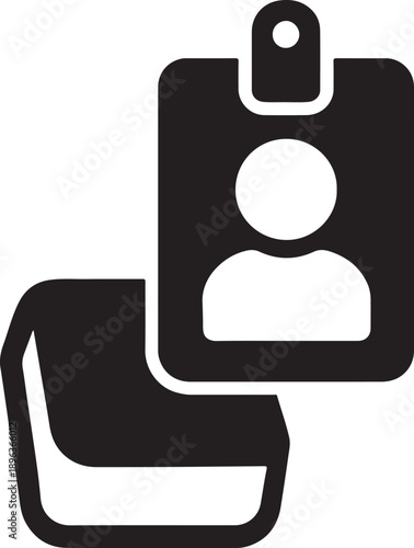 Recruitment Testing icon, keyboard key transforming into ID badge, symbolizing skill verification