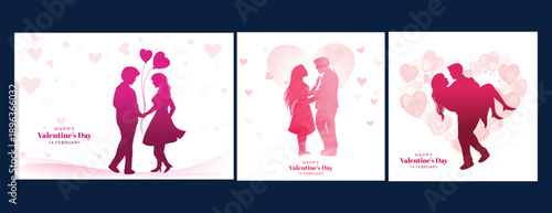 Romantic couple holding heart shaped balloons for Valentine's Day