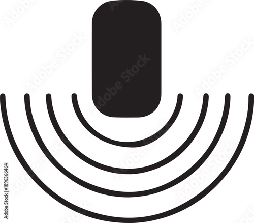 Wireless signal icon with an inverted capsule shape emitting radio waves indicating communication and network technology