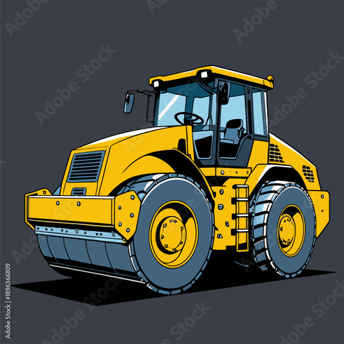 Image of a yellow road rollercompactor