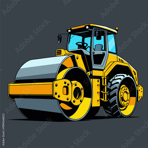 Image of a yellow road rollercompactor