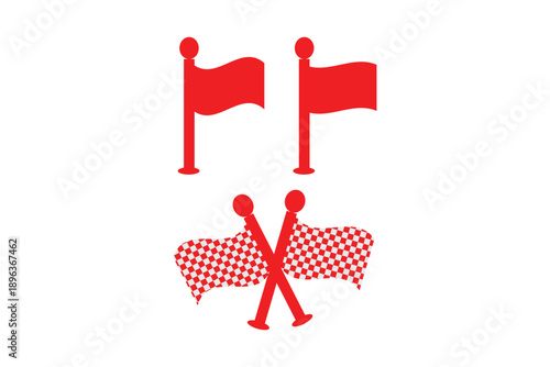 Racing flag icon vector. Race flag icon set. Start and finish crossed flags for game, app, and website, symbol illustration