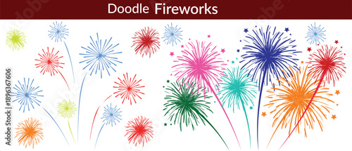 Fireworks on white background, fireworks clipart no background, icon, vector, illustration for Xmas, new year, holiday, birthday, anniversary, victory, party, carnival, 4th of July, printable banner